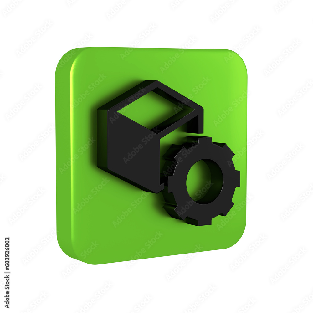 Poster black isometric cube icon isolated on transparent background. geometric cubes solid icon. 3d square 