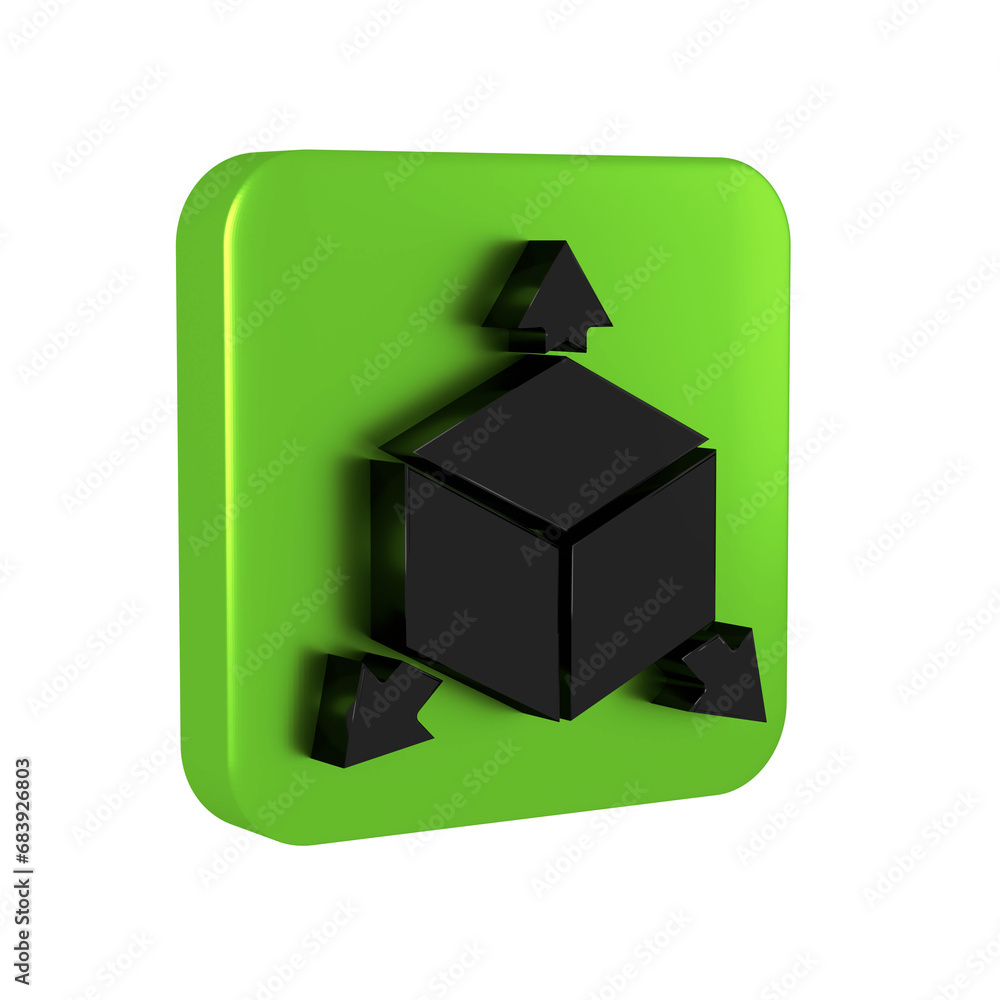 Aufkleber black isometric cube icon isolated on transparent background. geometric cubes solid icon. 3d square 