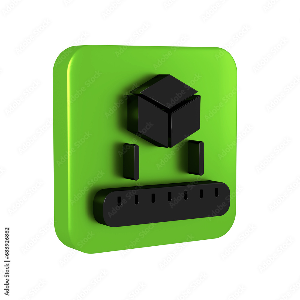 Aufkleber black isometric cube icon isolated on transparent background. geometric cubes solid icon. 3d square 