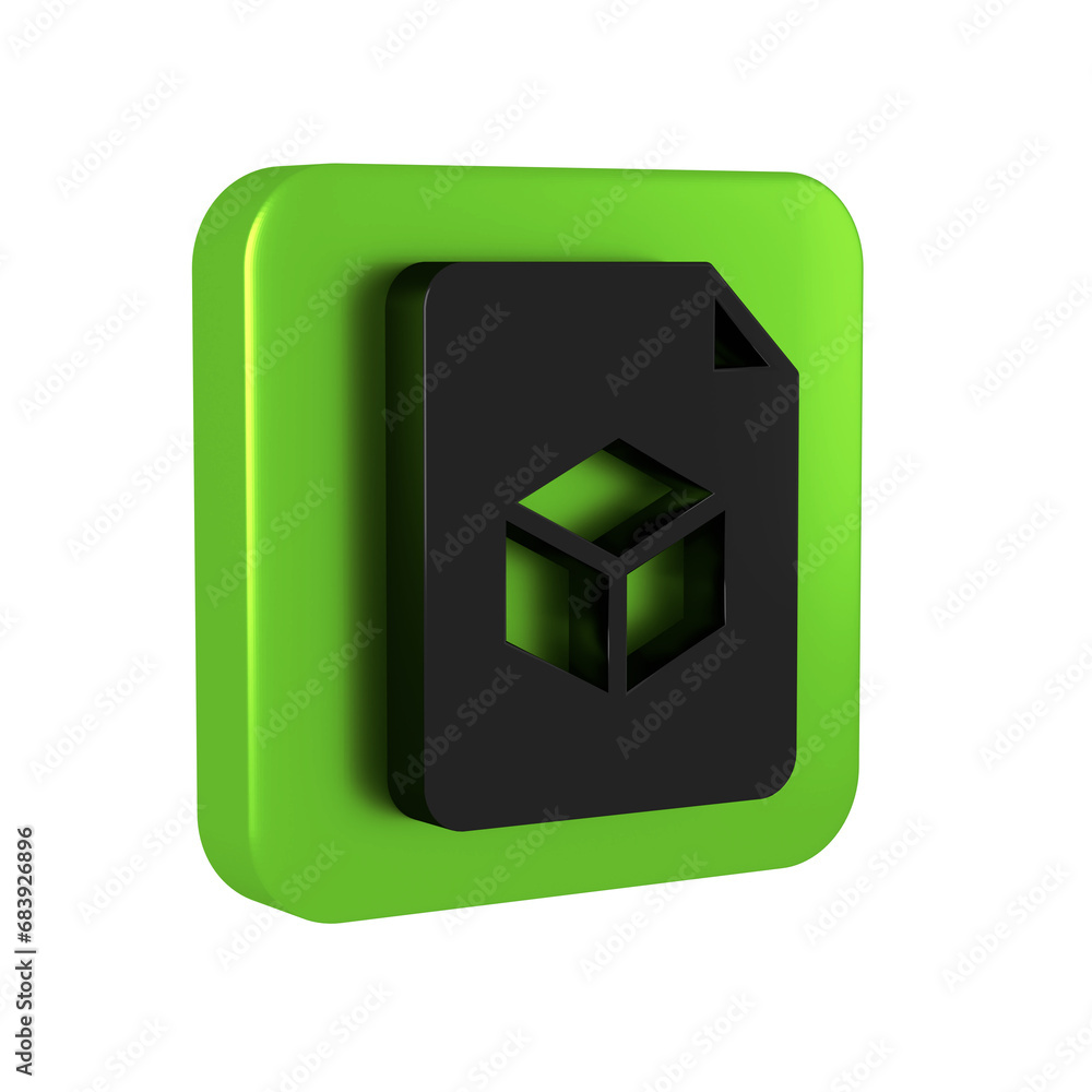 Poster black isometric cube file icon isolated on transparent background. geometric cubes solid icon. 3d sq