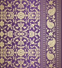 wedding card design, traditional paisley floral pattern , royal India	