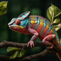 Obraz premium colorful chameleon on a branch