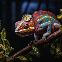 Fototapeta premium colorful chameleon on a branch