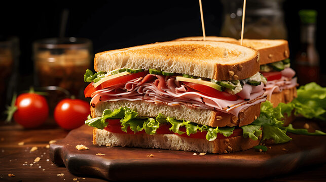 bocadillo de jam&oacute;n queso, tomate, cebolla y lechuga 