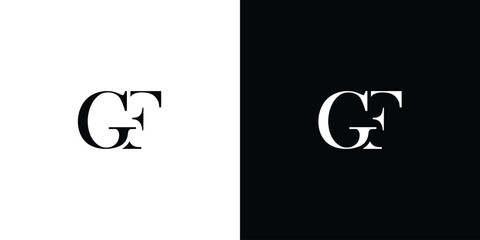 Abstract Initial letter GF or FG logo vector templates in black and white color
