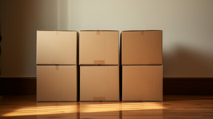 Move concept. Cardboard boxes ready for moving into a new home.