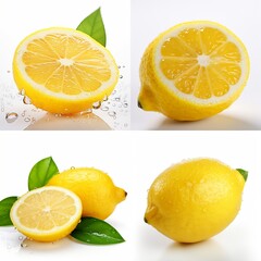 Array of Zesty Lemon Slices on a Clean White Background