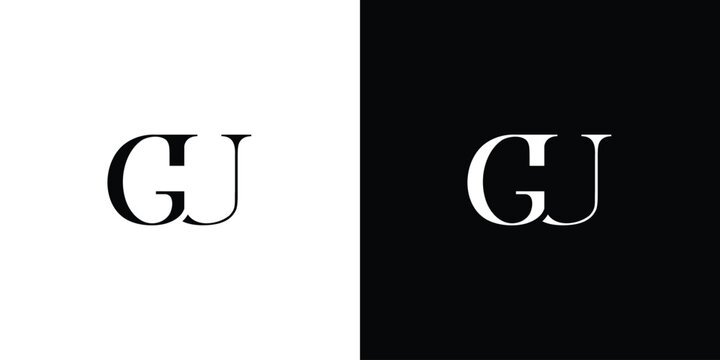 Abstract Letter GU or UG luxury logo design vector in black and white color