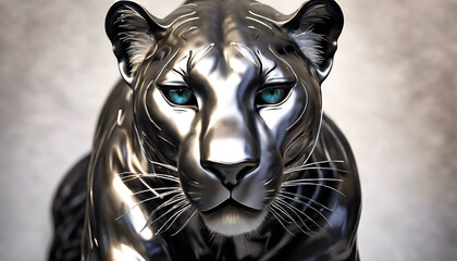 Metallic Majesty: Ferocious Leopard in Silver