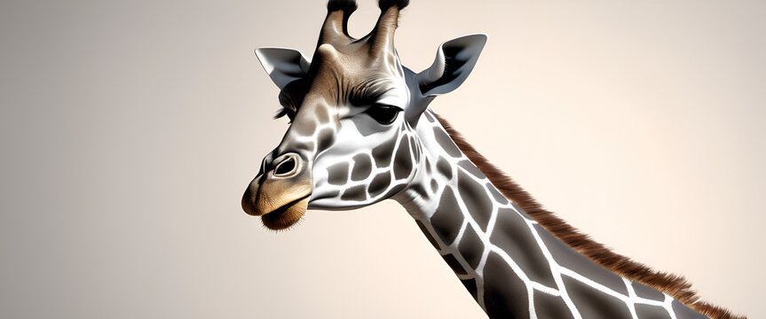 Up Close with Nature: Giraffe Head Isolated in White
