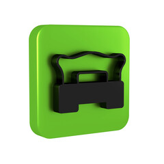 Black Bedroom icon isolated on transparent background. Wedding, love, marriage symbol. Bedroom creative icon from honeymoon collection. Green square button.