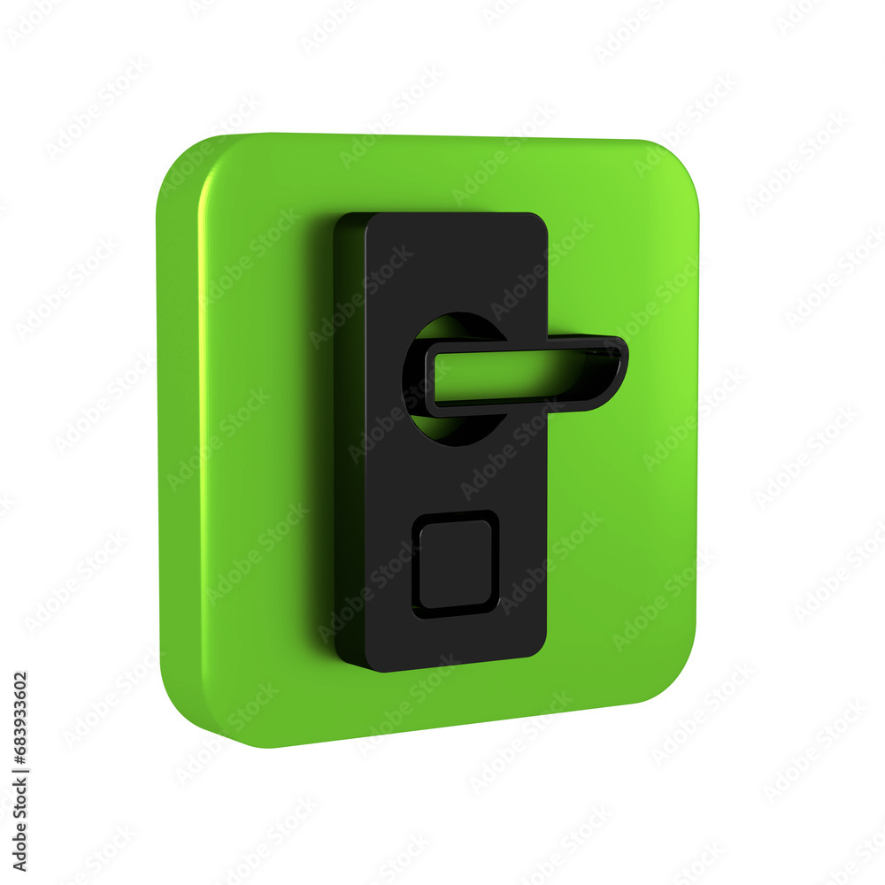 Poster black digital door lock with wireless technology for unlock icon isolated on transparent background.