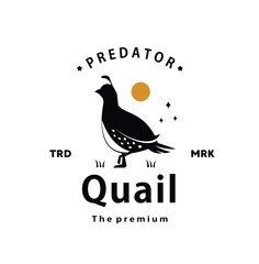 vintage retro hipster quail logo vector outline silhouette art icon - obrazy, fototapety, plakaty