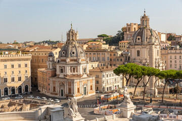 church of Santa Maria di Loreto, Trajan's Column and the Church of the Most Holy Name of Mary at the Trajan Forum  in Rome, Lazio, Italy - Powered by Adobe