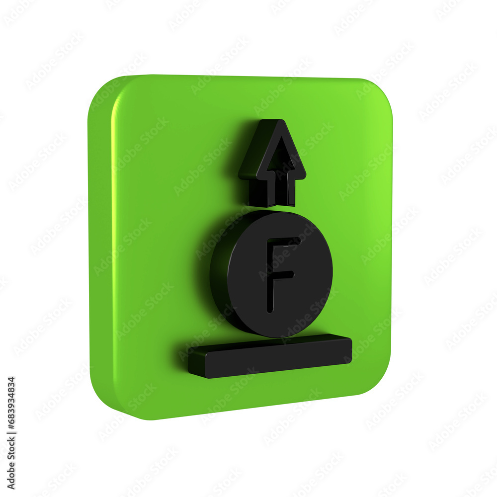 Poster black force of physic formula calculation icon isolated on transparent background. green square butt