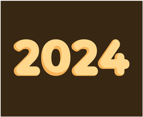 2024 Happy New Year Abstract Brown Graphic Design Vector Logo Symbol Illustration