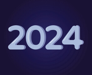 2024 Happy New Year Abstract Cyan Graphic Design Vector Logo Symbol Illustration With Blue Background