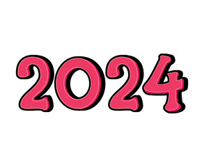 2024 Happy New Year Abstract Pink And Black Graphic Design Vector Logo Symbol Illustration