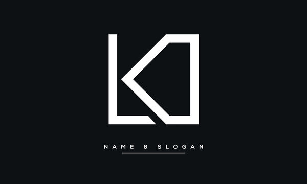Alphabet Letters LK or KL Logo Monogram