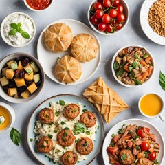 Various food on table flat lay