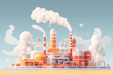 Cartoon illustration of a factory
