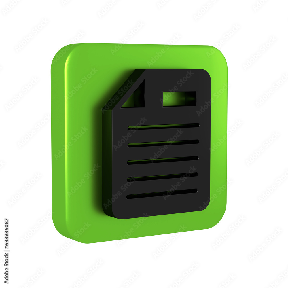 Poster black file document icon isolated on transparent background. checklist icon. business concept. green