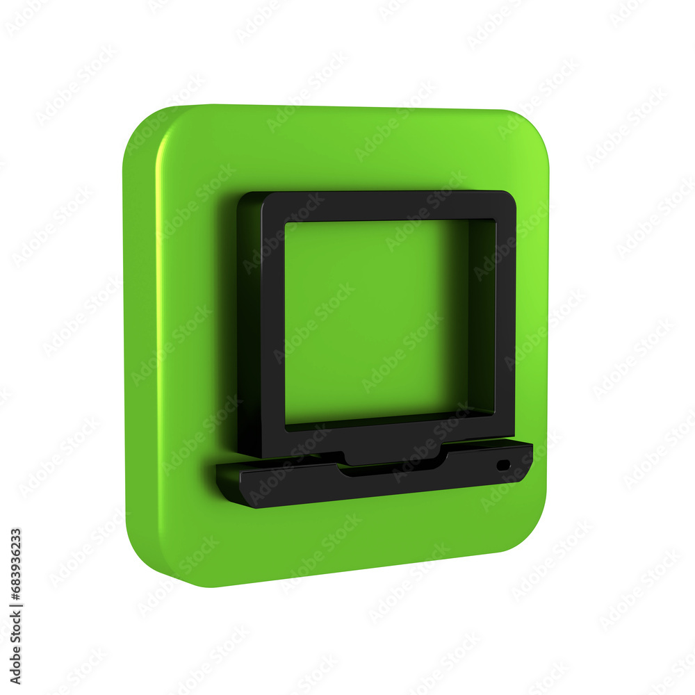 Poster black laptop icon isolated on transparent background. computer notebook with empty screen sign. gree