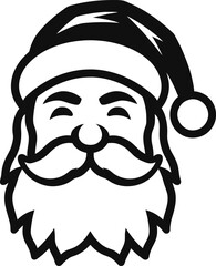 Santa Claus face. Outline Santa icon. Christmas decoration element, generative ai