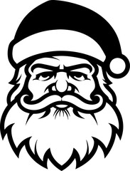 Santa Claus face. Outline Santa icon. Christmas decoration element, generative ai