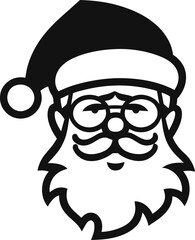Happy Santa Claus outline head cartoon illustration. Christmas coloring page for kids, generative ai