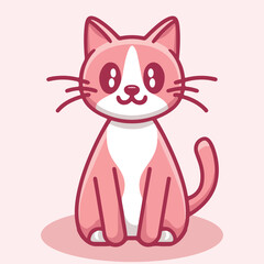 Pink color cat vector illustration