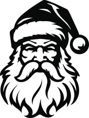Vector illustration of cartoon Christmas Santa Claus face, generative ai
