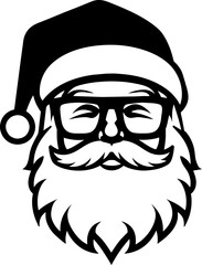 Vector illustration of cartoon Christmas Santa Claus face, generative ai