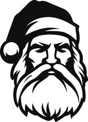 Vector illustration of cartoon Christmas Santa Claus face, generative ai