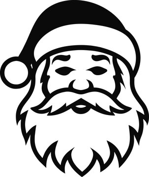 A Christmas Santa Claus and hat Vector silhouette isolated on a white background, generative ai