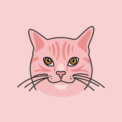 Pink color cat vector illustration