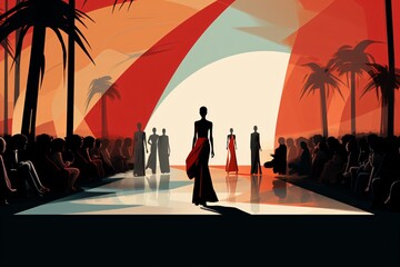 Fashion show ramp walk graphic poster illustration - obrazy, fototapety, plakaty