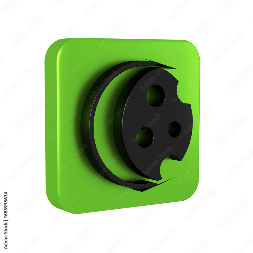 Poster black eclipse of the sun icon isolated on transparent background. total sonar eclipse. green square 