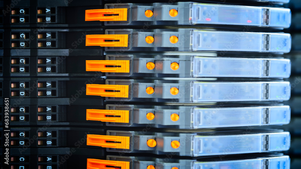 Poster Industrial Internet server with a number of SSD drives for storing big data
