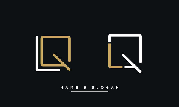 Alphabet Letters LQ or QL Logo Monogram