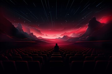 Silhouette of a person in a movie theater