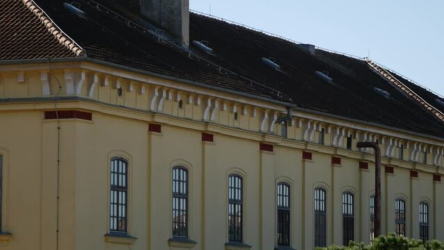 Roof of a house with lightning rods. Warm sunny day. Rovinj, Croatia � February 13, 2023