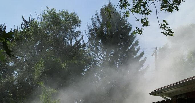 Smoke in the air from a house fire