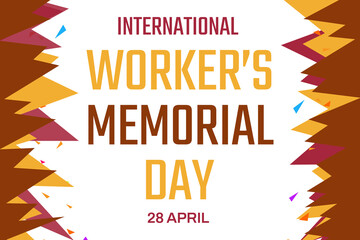 International Worker's Memorial Day background with typography. International Worker's Memorial Day with different color shapes design with black background. banner design