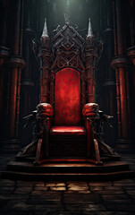Medieval Throne in Dark Fantasy Realm - Majestic Seat of Power and Intrigue