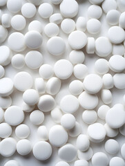 white pills on a white background, medecine, colorful, healthcare, science and medecine to heal people, pharmacy, drugs