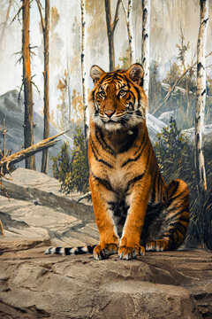 Tiger liegt auf einem Felsen