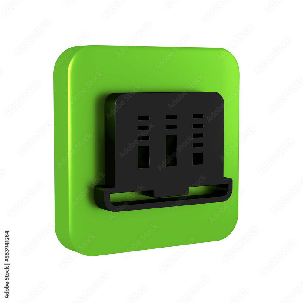 Poster black sound or audio recorder or editor software on laptop icon isolated on transparent background. 
