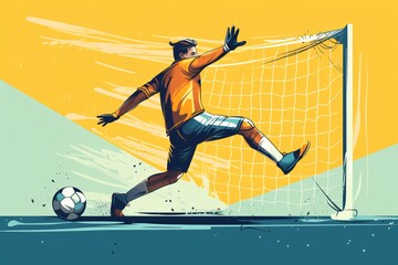 Graphic illustration poster of a football player playing football