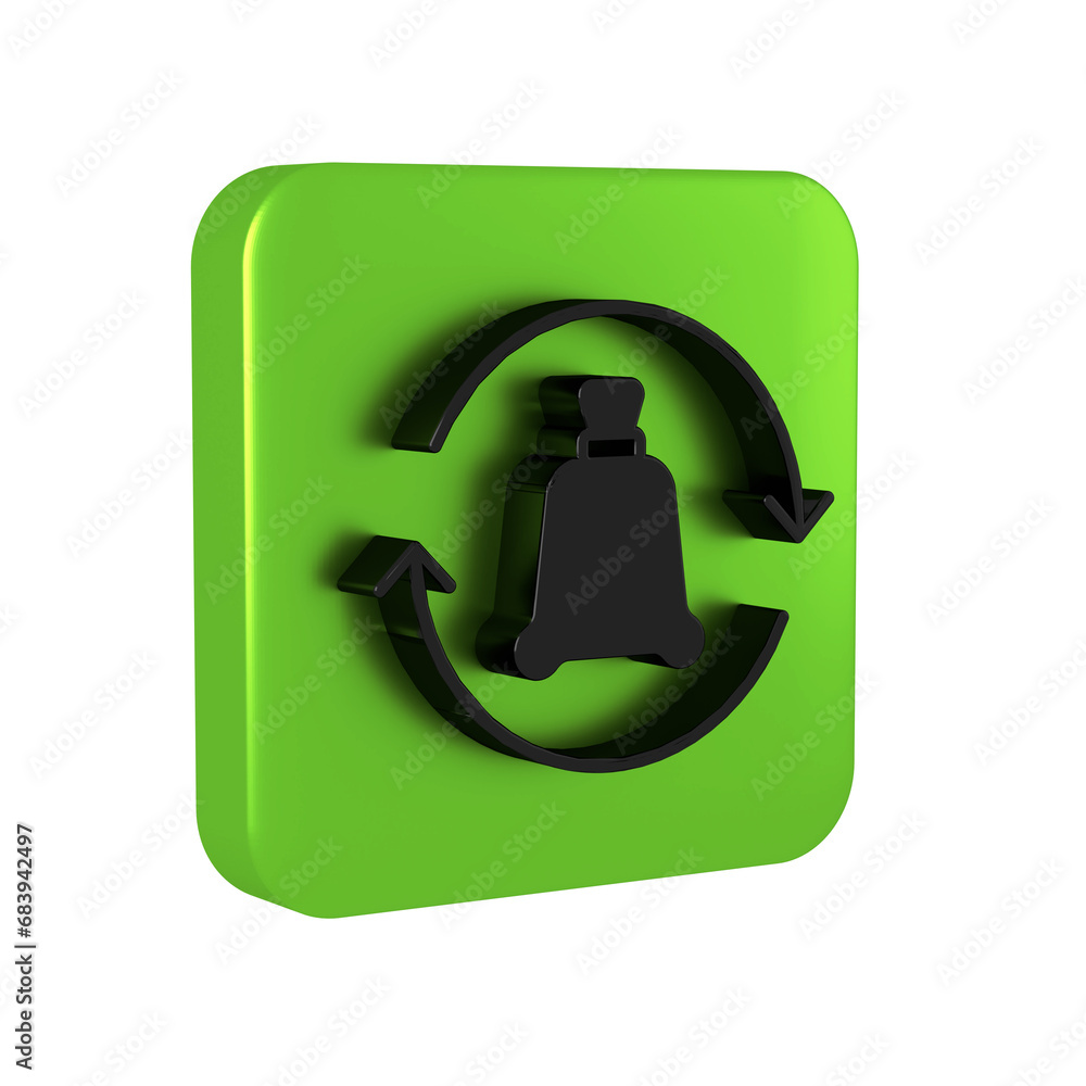 Poster black garbage bag with recycle symbol icon isolated on transparent background. trash can icon. recyc